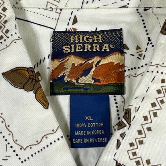 VTG High Sierra Shirt Mens XL White Hunting Long‎ Sleeve All Over Print Fall - Picture 4 of 11